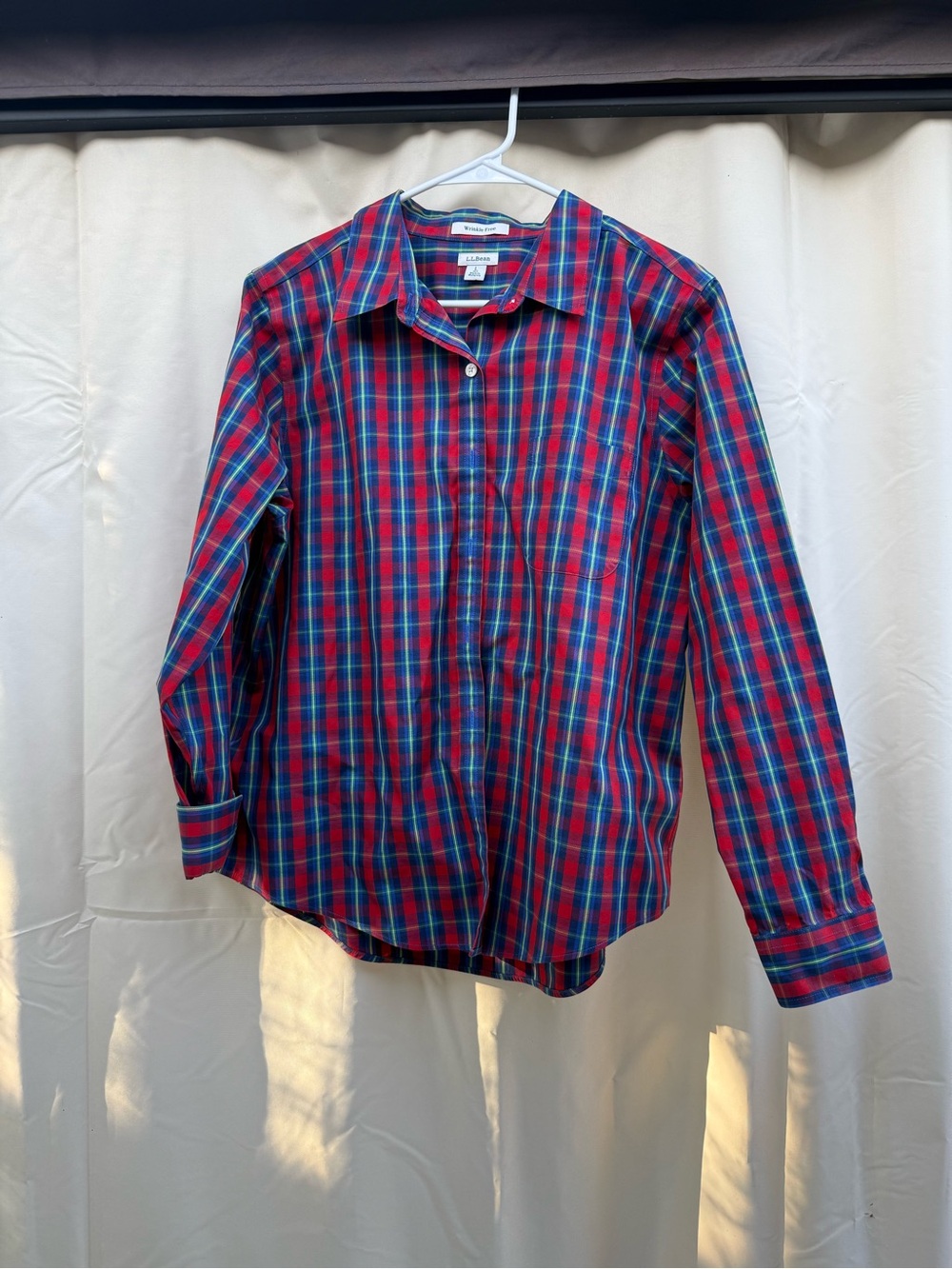 LL Bean Red & Blue Plaid Button-Up Shirt